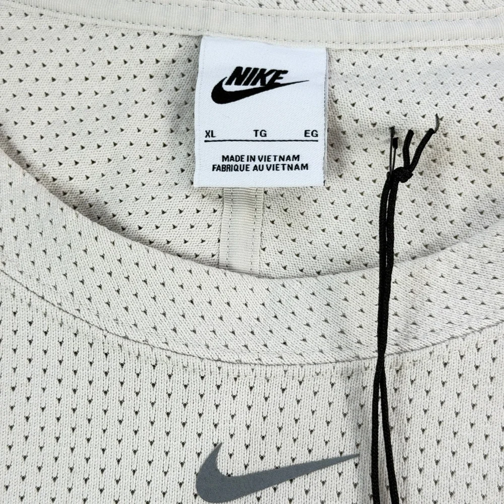 NEW Nike Sportswear Premium Essentials Oversized Mesh Crewneck Sweatshirt BoneXL